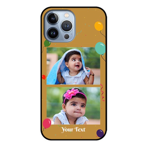 iPhone 13 Pro Max Personalized Glass Phone Case - Image Holder with Birthday Celebrations Design