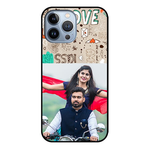 iPhone 13 Pro Max Custom Glass Phone Case - Love Doodle Pattern