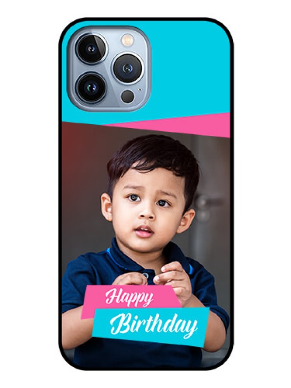 Custom iPhone 13 Pro Max Personalized Glass Phone Case - Image Holder with 2 Color Design