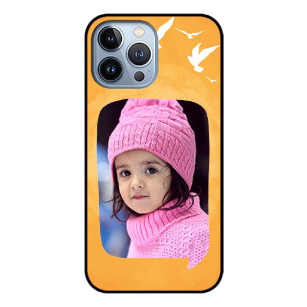 iPhone 13 Pro Max Personalized Glass Phone Case - Water Color Design with Bird Icons
