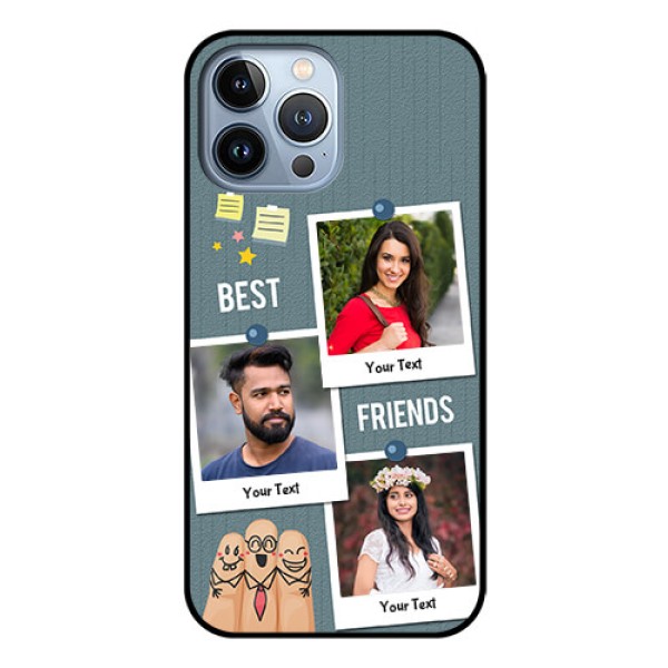 iPhone 13 Pro Max Personalized Glass Phone Case - Sticky Frames and Friendship Design iPhone 13 Pro Max Personalized Glass Phone Case - Sticky Frames and Friendship Design