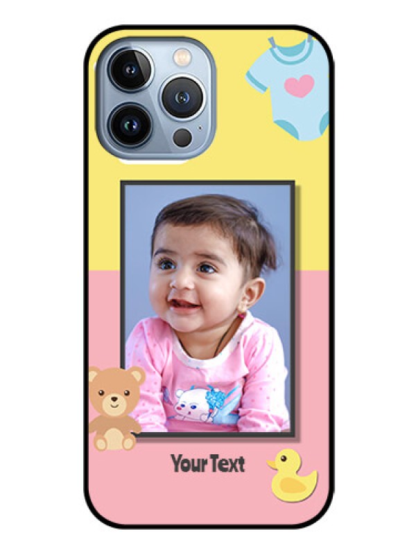 Custom iPhone 13 Pro Max Photo Printing on Glass Case - Kids 2 Color Design