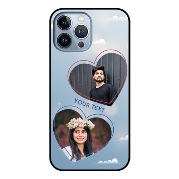 iPhone 13 Pro Max Custom Glass Mobile Case - Blue Color Couple Design iPhone 13 Pro Max Custom Glass Mobile Case - Blue Color Couple Design