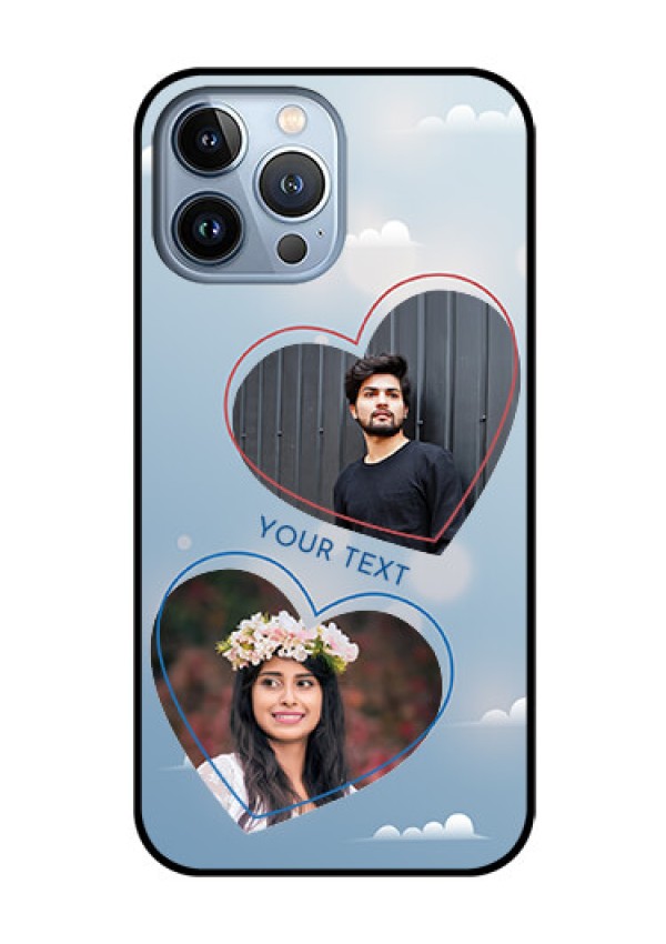 iPhone 13 Pro Max Custom Glass Mobile Case - Blue Color Couple Design
