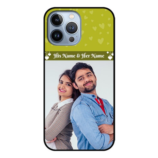 iPhone 13 Pro Max Custom Glass Phone Case - You & Me Heart Design
