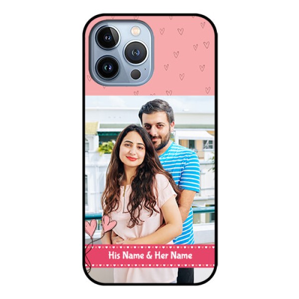 iPhone 13 Pro Max Personalized Glass Phone Case - Love Design Peach Color iPhone 13 Pro Max Personalized Glass Phone Case - Love Design Peach Color