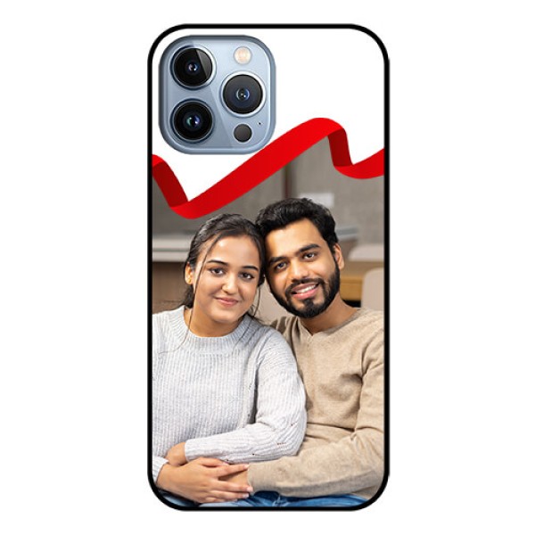 iPhone 13 Pro Max Photo Printing on Glass Case - Red Ribbon Frame Design