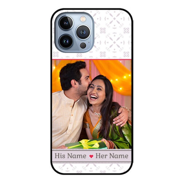 iPhone 13 Pro Max Custom Glass Mobile Case - with Photo and Ethnic Design iPhone 13 Pro Max Custom Glass Mobile Case - with Photo and Ethnic Design