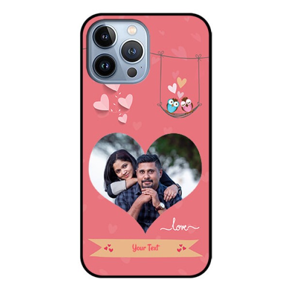 iPhone 13 Pro Max Personalized Glass Phone Case - Peach Color Love Design