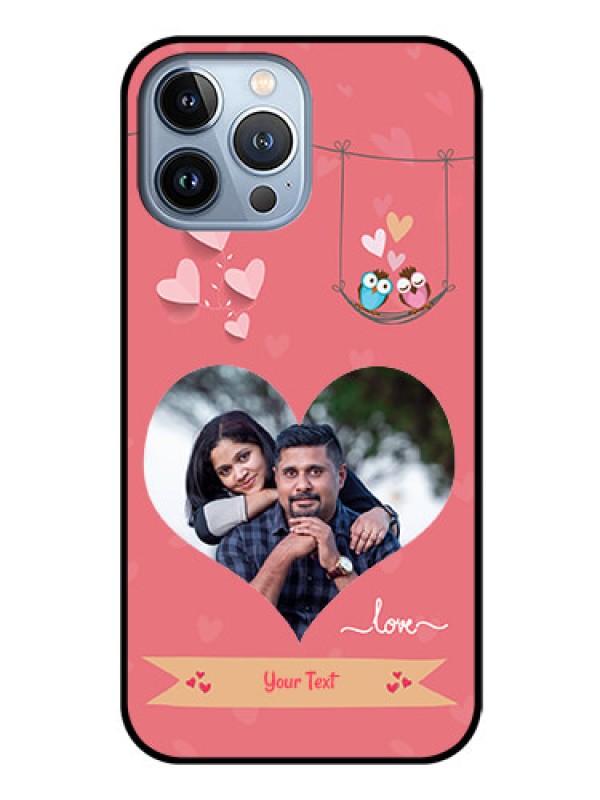 Custom iPhone 13 Pro Max Personalized Glass Phone Case - Peach Color Love Design