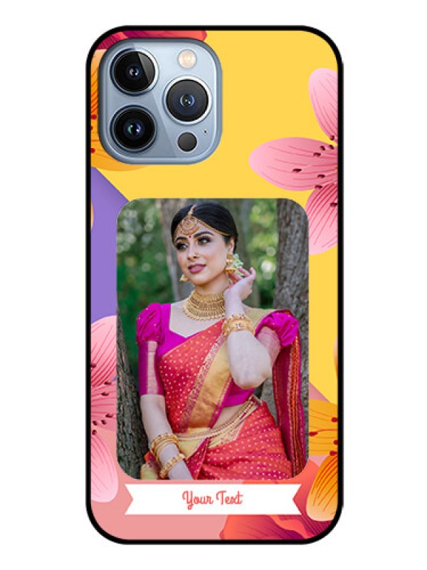 Custom iPhone 13 Pro Max Custom Glass Mobile Case - 3 Image With Vintage Floral Design