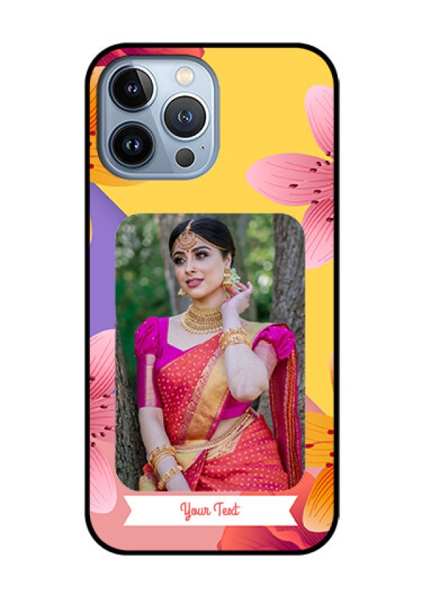 iPhone 13 Pro Max Custom Glass Mobile Case - 3 Image With Vintage Floral Design