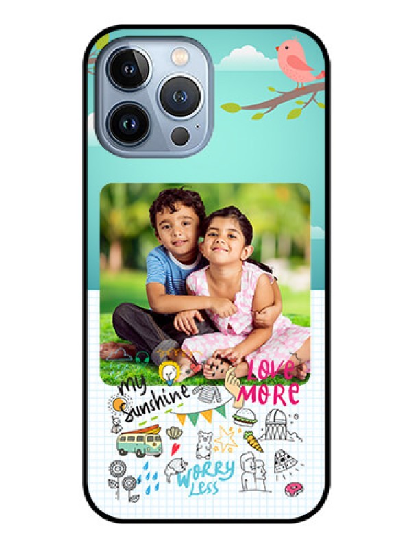 Custom iPhone 13 Pro Max Photo Printing on Glass Case - Doodle love Design