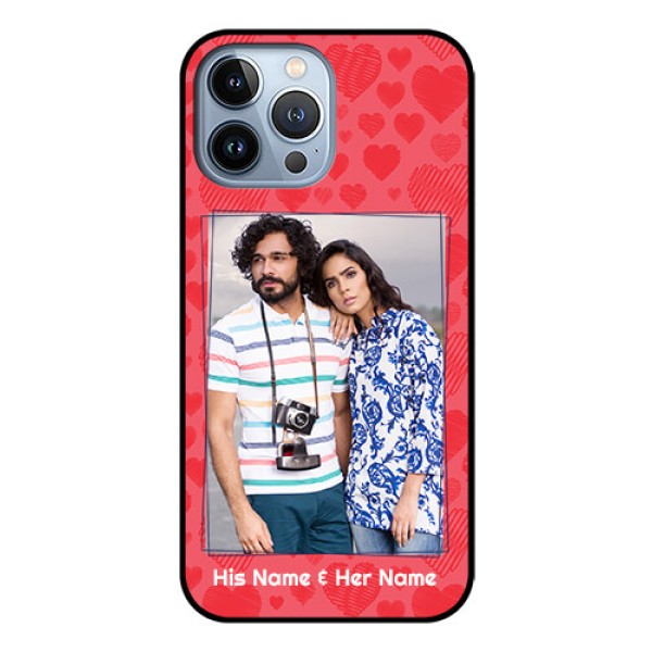 iPhone 13 Pro Max Photo Printing on Glass Case - with Red Heart Symbols Design iPhone 13 Pro Max Photo Printing on Glass Case - with Red Heart Symbols Design