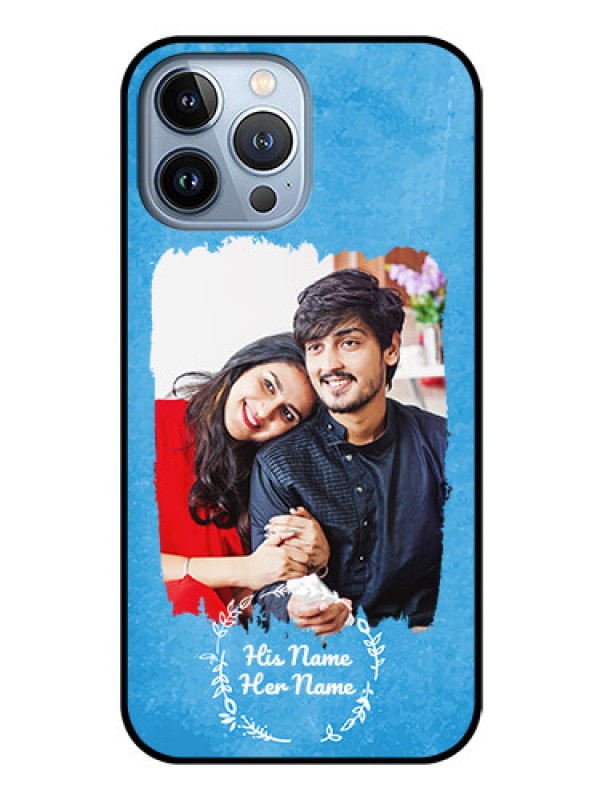 Custom iPhone 13 Pro Max Custom Glass Phone Case - Blue Color Vintage Design