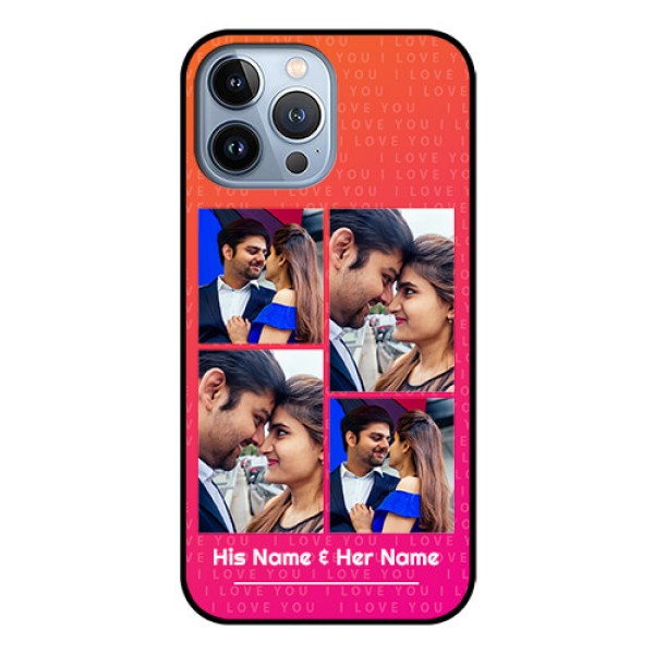 iPhone 13 Pro Max Custom Glass Phone Case - I Love You Pink Design