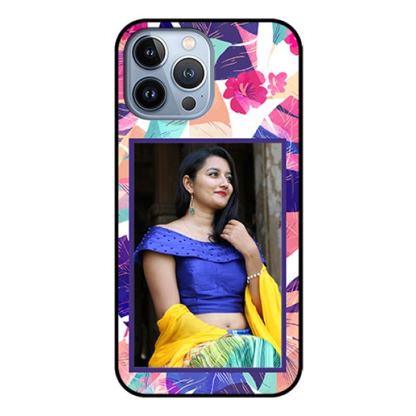iPhone 13 Pro Max Custom Glass Mobile Case - Abstract Floral Design