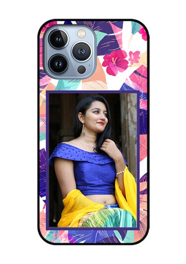 iPhone 13 Pro Max Custom Glass Mobile Case - Abstract Floral Design