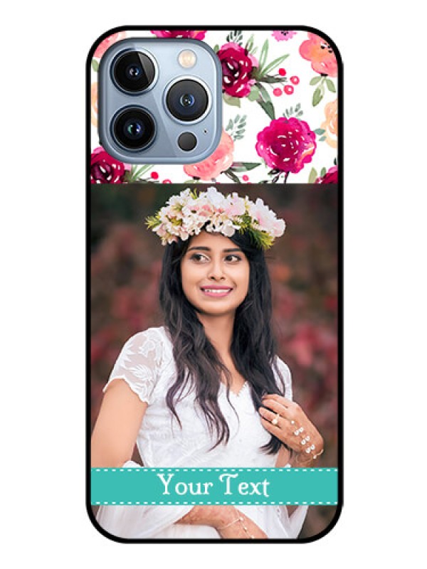Custom iPhone 13 Pro Max Custom Glass Phone Case - Watercolor Floral Design