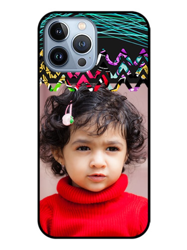 Custom iPhone 13 Pro Max Personalized Glass Phone Case - Neon Abstract Design