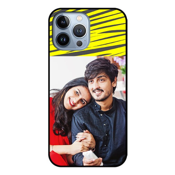 iPhone 13 Pro Max Photo Printing on Glass Case - Yellow Abstract Design