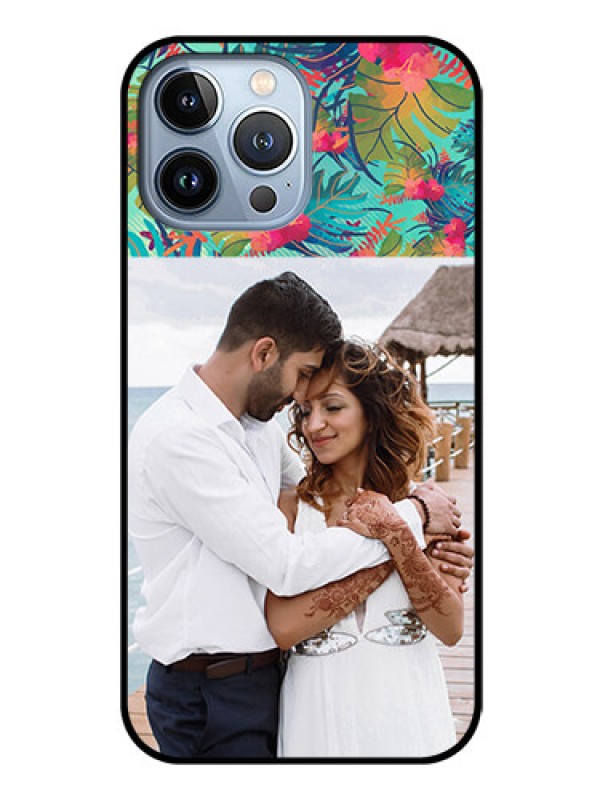 Custom iPhone 13 Pro Max Photo Printing on Glass Case - Watercolor Floral Design