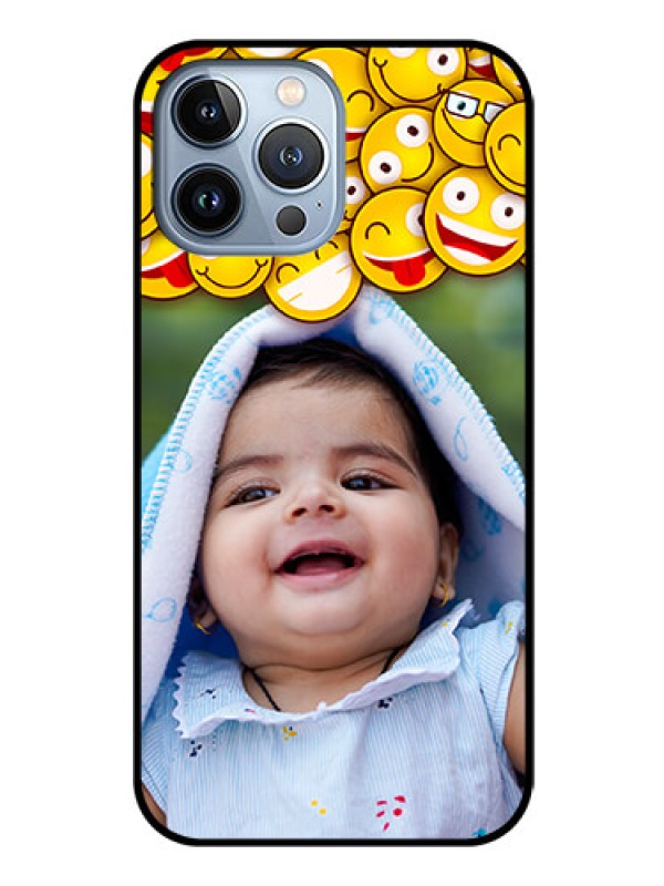 Custom iPhone 13 Pro Max Custom Glass Mobile Case - with Smiley Emoji Design