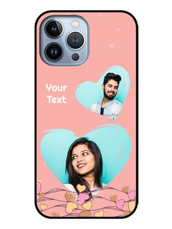 Custom iPhone 13 Pro Max Custom Glass Mobile Case - Love Doodle Design
