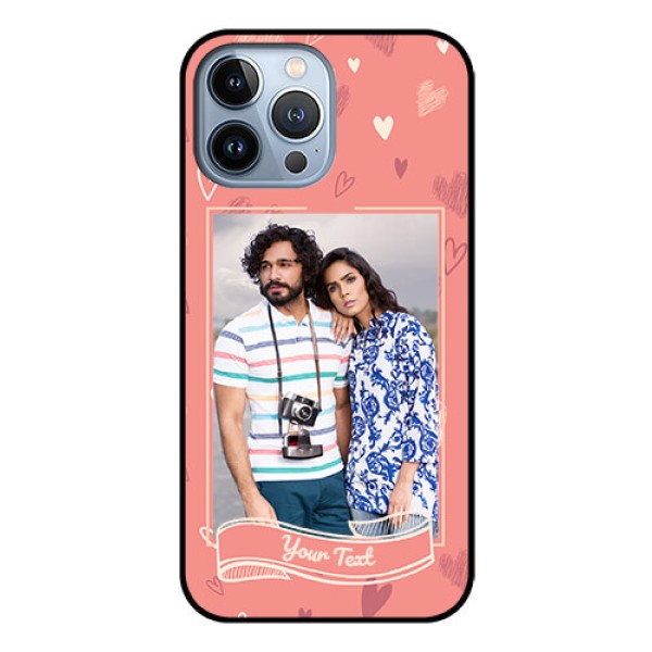 iPhone 13 Pro Max Custom Glass Phone Case - Love doodle art Design