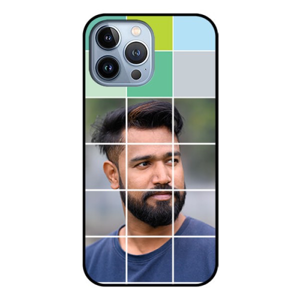 iPhone 13 Pro Max Photo Printing on Glass Case - with white box pattern iPhone 13 Pro Max Photo Printing on Glass Case - with white box pattern