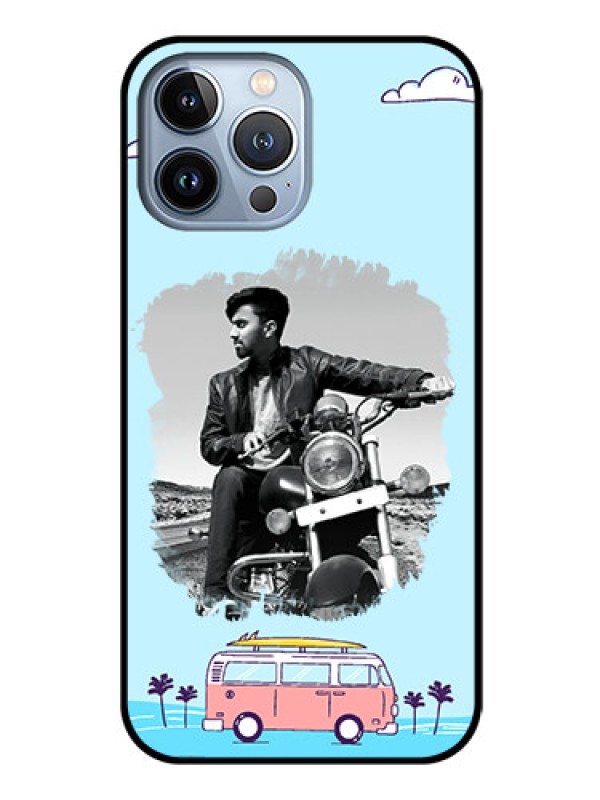 Custom iPhone 13 Pro Max Photo Printing on Glass Case - Travel & Adventure Design