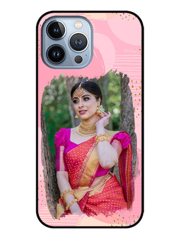 Custom iPhone 13 Pro Max Personalized Glass Phone Case - Gold Glitter Splash Design