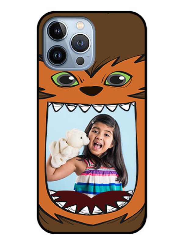 Custom iPhone 13 Pro Max Photo Printing on Glass Case - Owl Monster Back Case Design