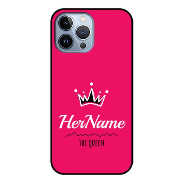 iPhone 13 Pro Max Glass Phone Case Queen with Name iPhone 13 Pro Max Glass Phone Case Queen with Name