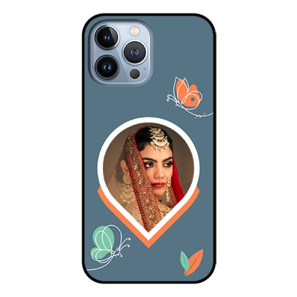 iPhone 13 Pro Max Custom Glass Mobile Case - Droplet Butterflies Design
