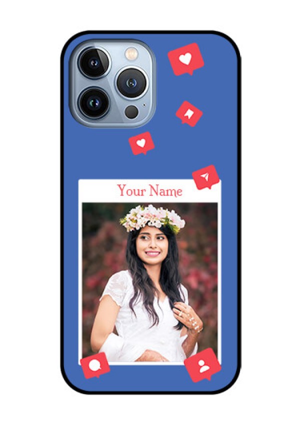 iPhone 13 Pro Max Custom Glass Phone Case - Like Share And Comment Design