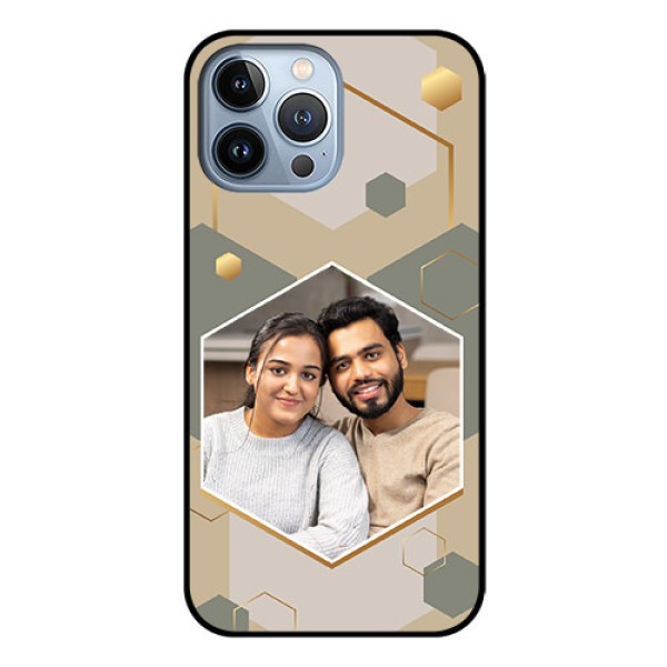iPhone 13 Pro Max Photo Printing on Glass Case - Stylish Hexagon Pattern Design iPhone 13 Pro Max Photo Printing on Glass Case - Stylish Hexagon Pattern Design