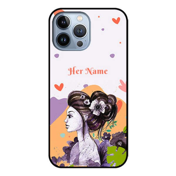 iPhone 13 Pro Max Personalized Glass Phone Case - Woman And Nature Design iPhone 13 Pro Max Personalized Glass Phone Case - Woman And Nature Design