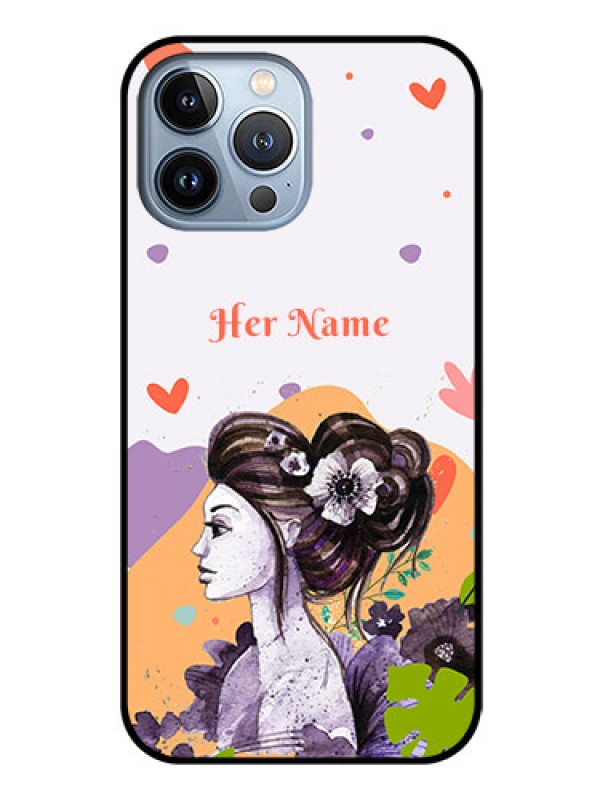 Custom iPhone 13 Pro Max Personalized Glass Phone Case - Woman And Nature Design