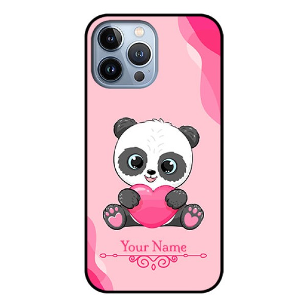 iPhone 13 Pro Max Custom Glass Mobile Case - Cute Panda Design