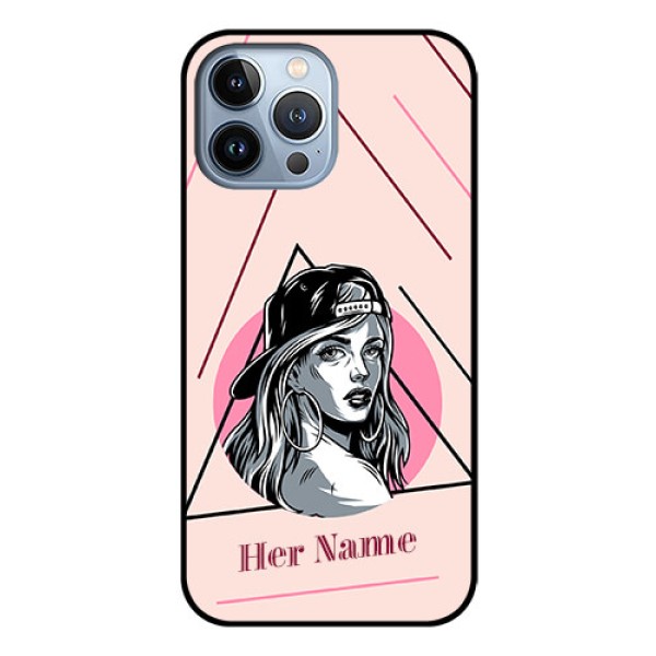 iPhone 13 Pro Max Personalized Glass Phone Case - Rockstar Girl Design