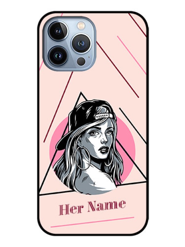 Custom iPhone 13 Pro Max Personalized Glass Phone Case - Rockstar Girl Design
