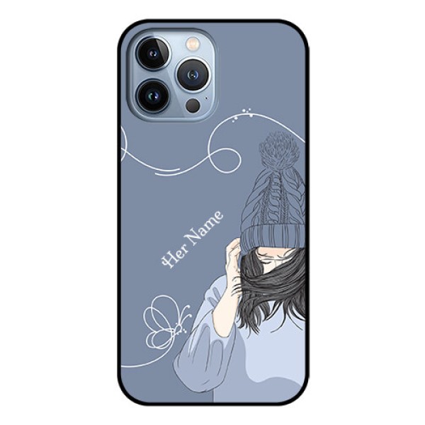 iPhone 13 Pro Max Custom Glass Mobile Case - Girl in winter outfit Design iPhone 13 Pro Max Custom Glass Mobile Case - Girl in winter outfit Design