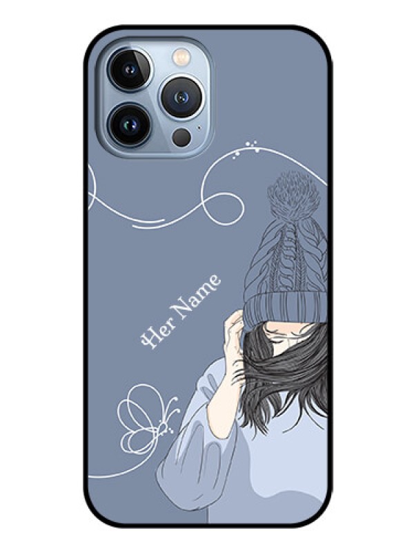 Custom iPhone 13 Pro Max Custom Glass Mobile Case - Girl in winter outfit Design