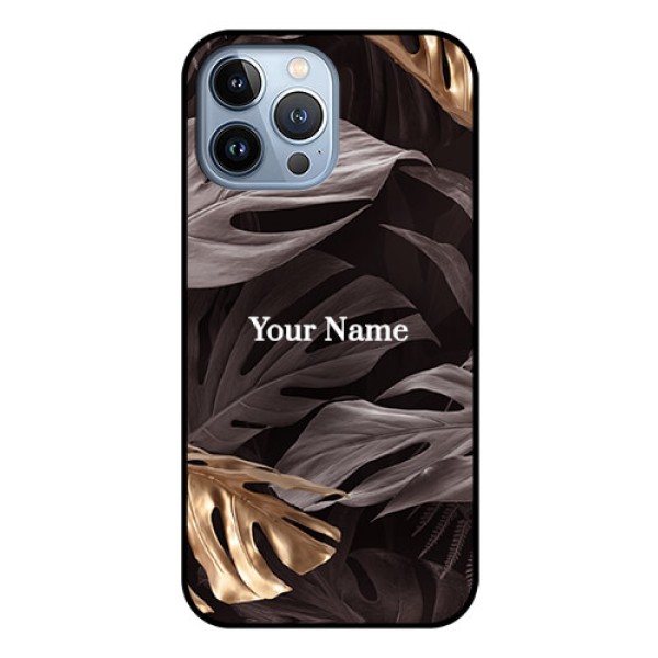 iPhone 13 Pro Max Personalised Glass Phone Case - Wild Leaves digital paint Design iPhone 13 Pro Max Personalised Glass Phone Case - Wild Leaves digital paint Design