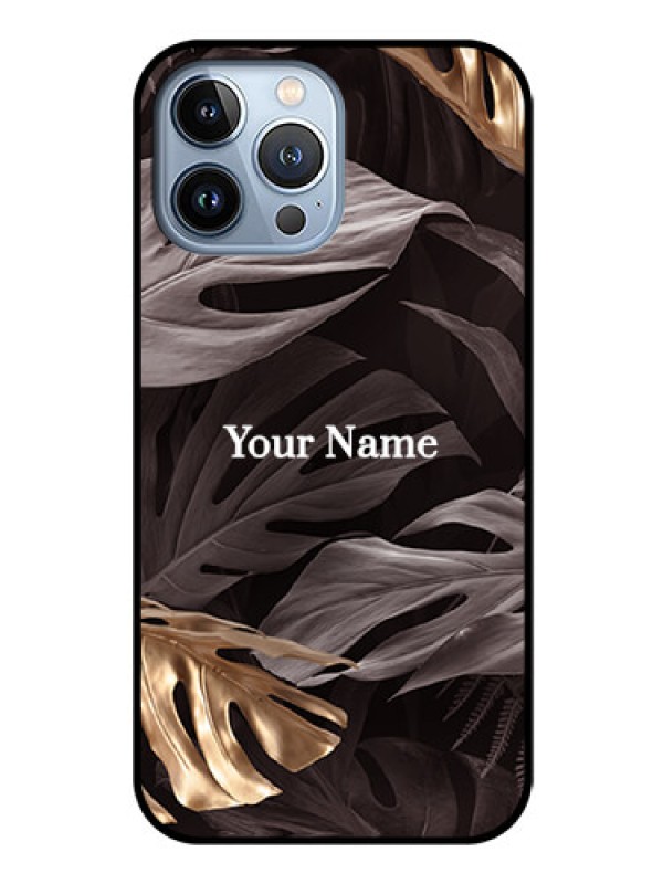Custom iPhone 13 Pro Max Personalised Glass Phone Case - Wild Leaves digital paint Design