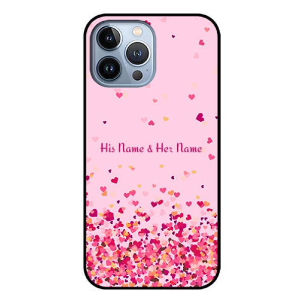 iPhone 13 Pro Max Photo Printing on Glass Case - Floating Hearts Design iPhone 13 Pro Max Photo Printing on Glass Case - Floating Hearts Design