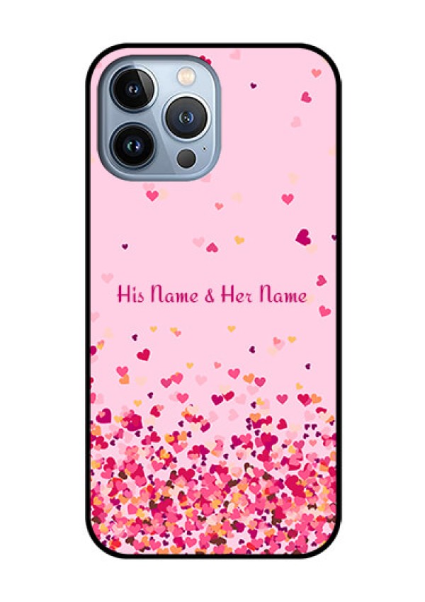 iPhone 13 Pro Max Photo Printing on Glass Case - Floating Hearts Design