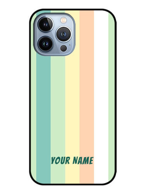 Custom iPhone 13 Pro Max Photo Printing on Glass Case - Multi-colour Stripes Design