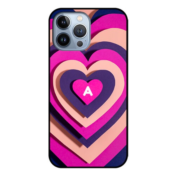 iPhone 13 Pro Max Custom Glass Mobile Case - Cute Heart Pattern Design